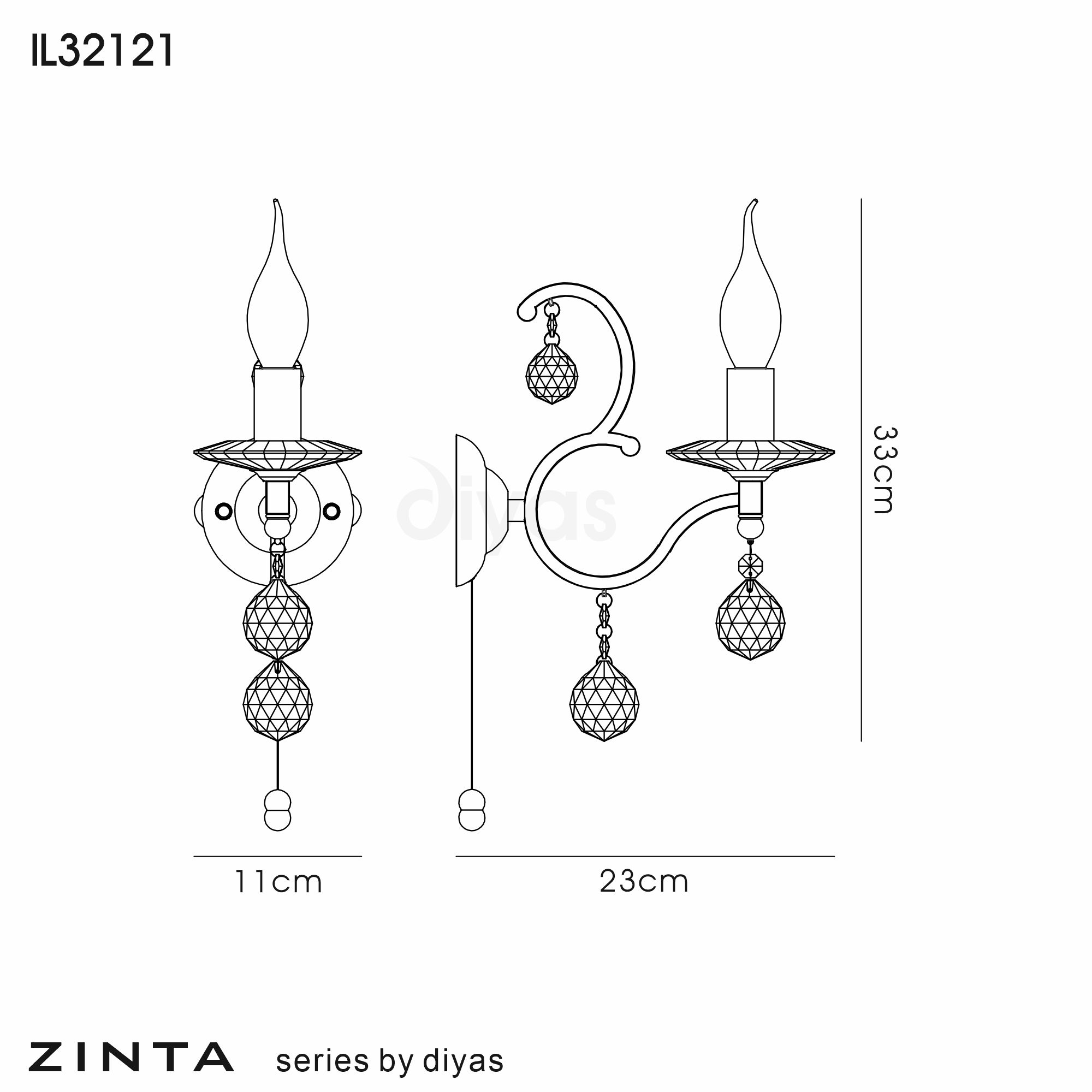 Zinta Antique Brass Crystal Wall Lights Diyas Armed Wall Lights